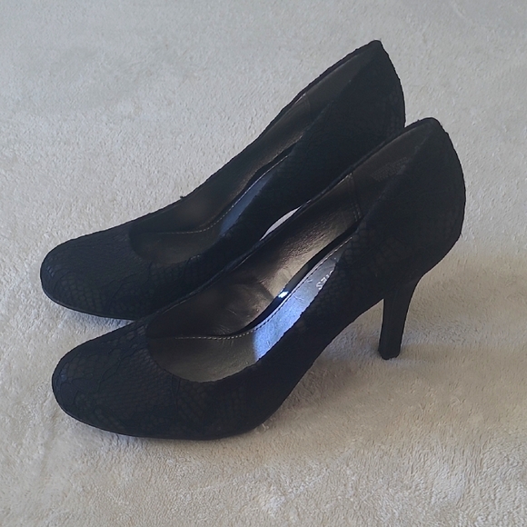 Mootsies Tootsies Womens 8.5M Black Lace Heels Pumps Stiletto Evening Party Shoe - Picture 1 of 13